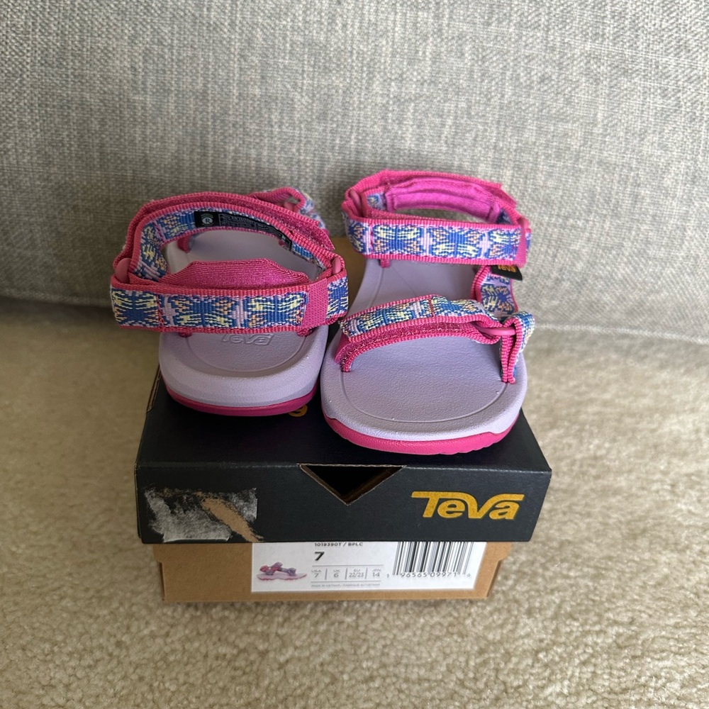 Teva Toddler Pink and Lavender Patterned Strap Sandals